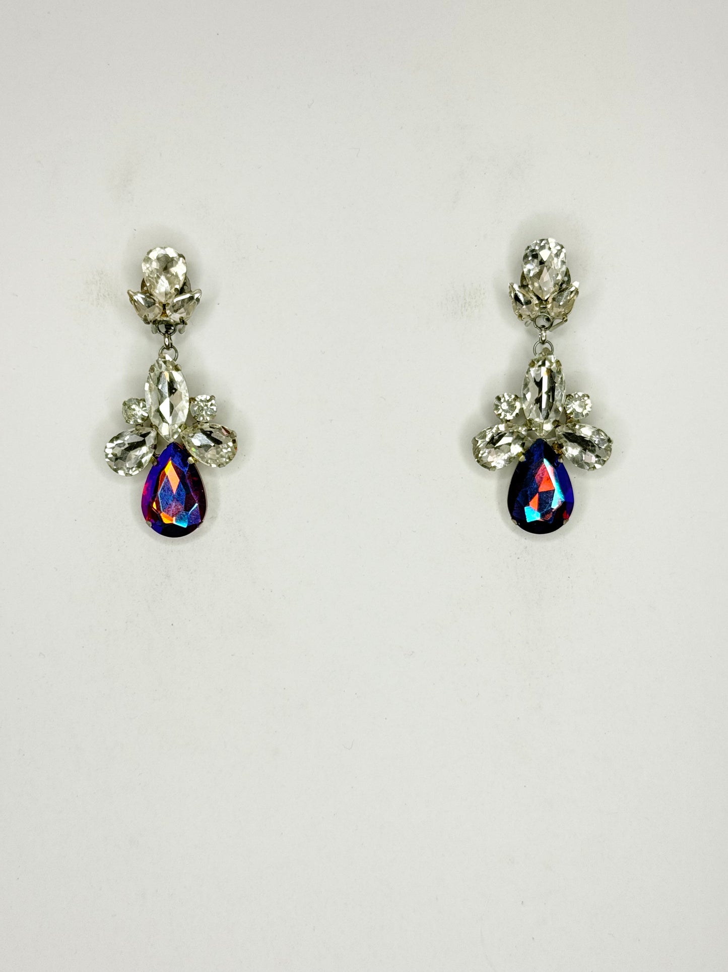 Brown AB & Clear Earrings - Small Cocktail Size