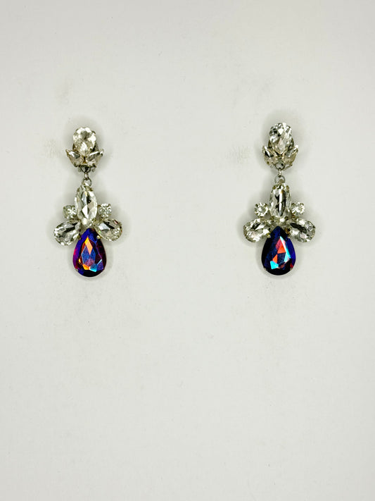 Brown AB & Clear Earrings - Small Cocktail Size