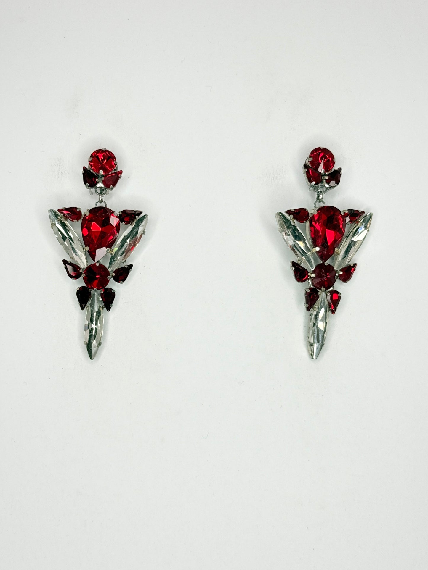 Red & Clear Earrings - Medium Size
