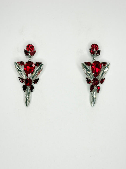 Red & Clear Earrings - Medium Size
