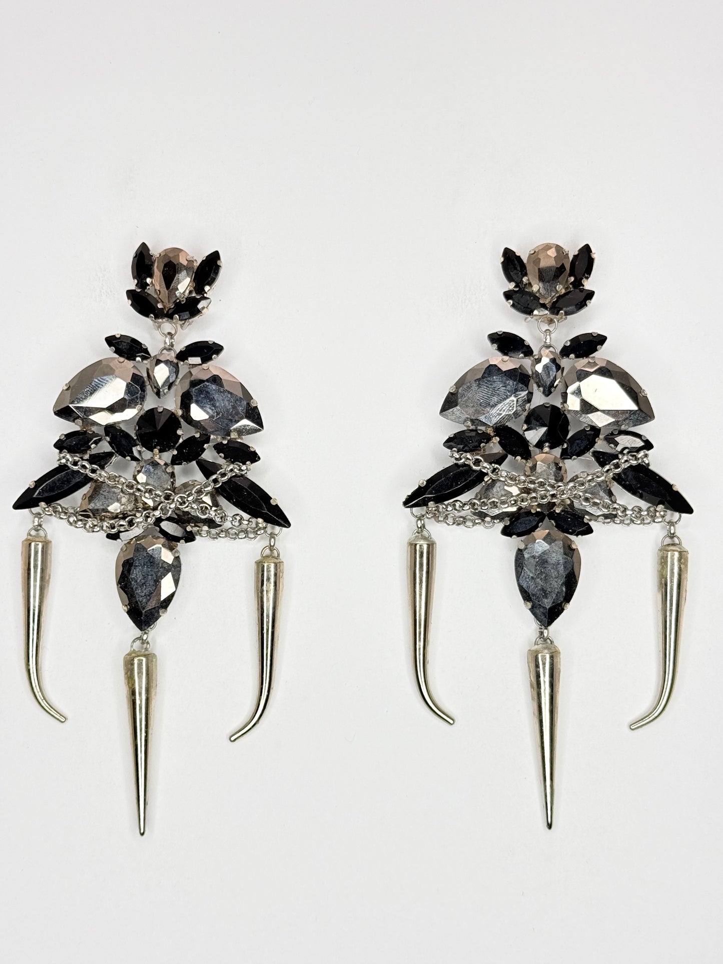 Gunmetal & Black Spike Earrings - Large Size
