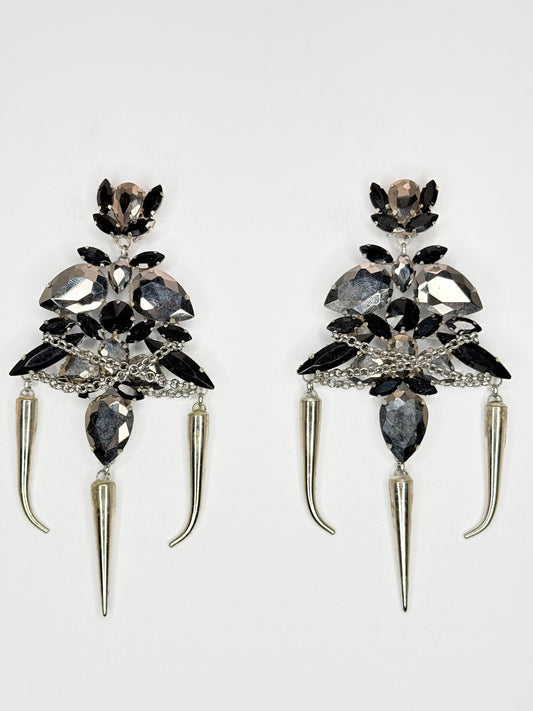 Gunmetal & Black Spike Earrings - Large Size