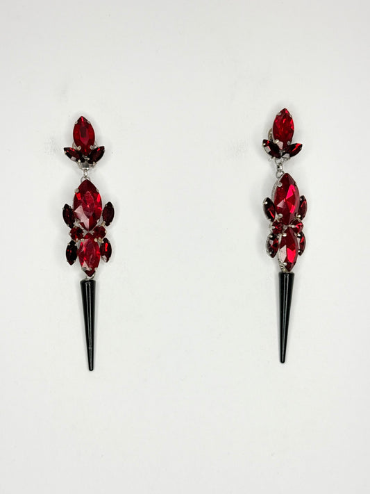 Red & Black Spike Earrings - Medium Size