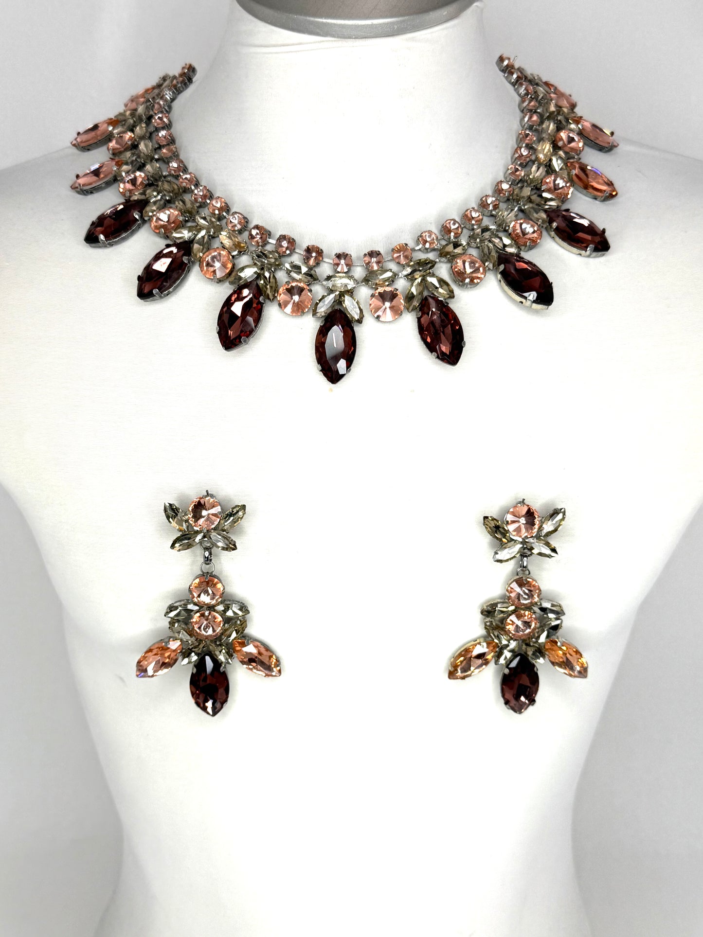 Peach & Smoked Topaz Necklace Set