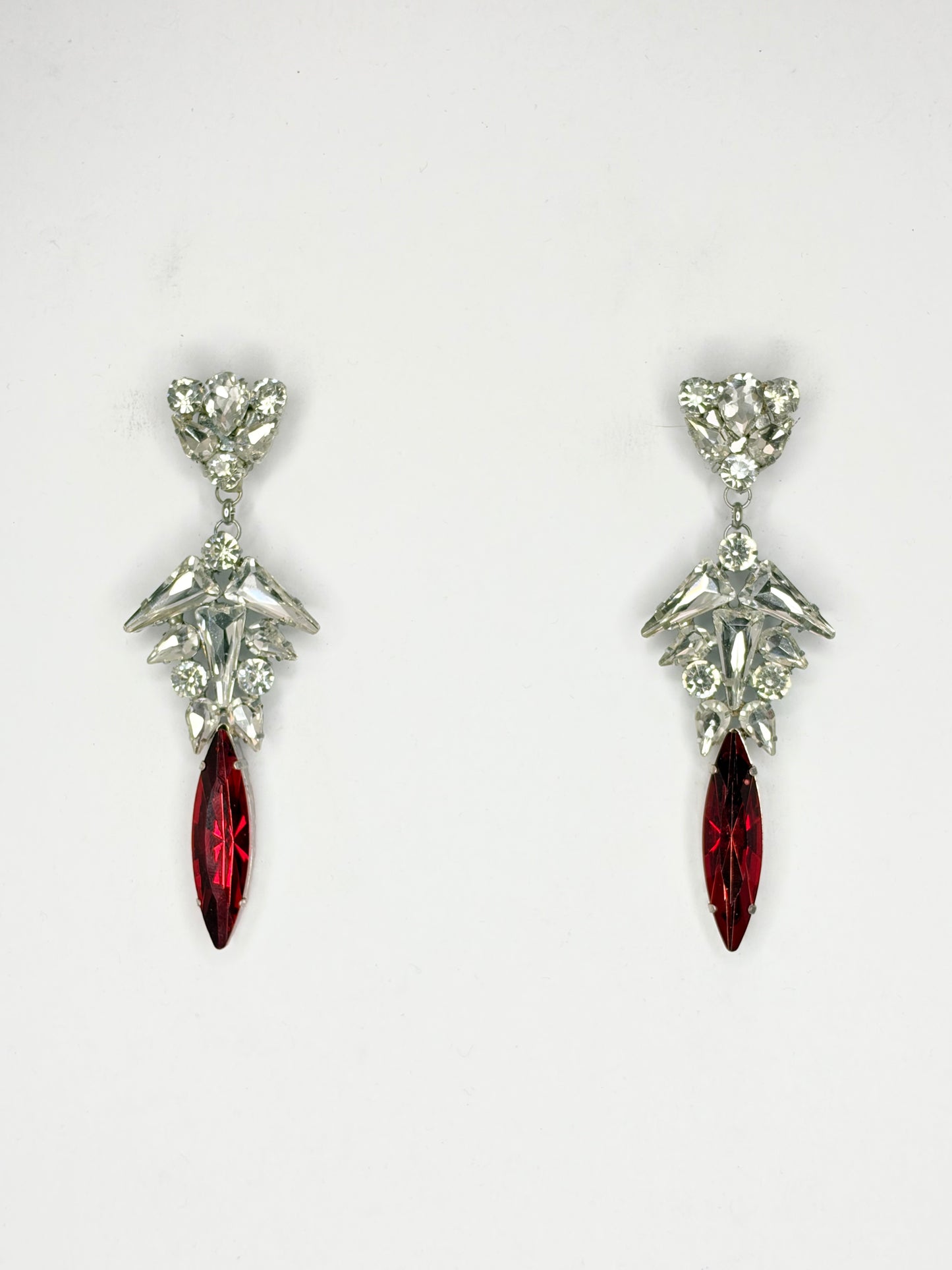 Clear & Red Earrings - Medium Size