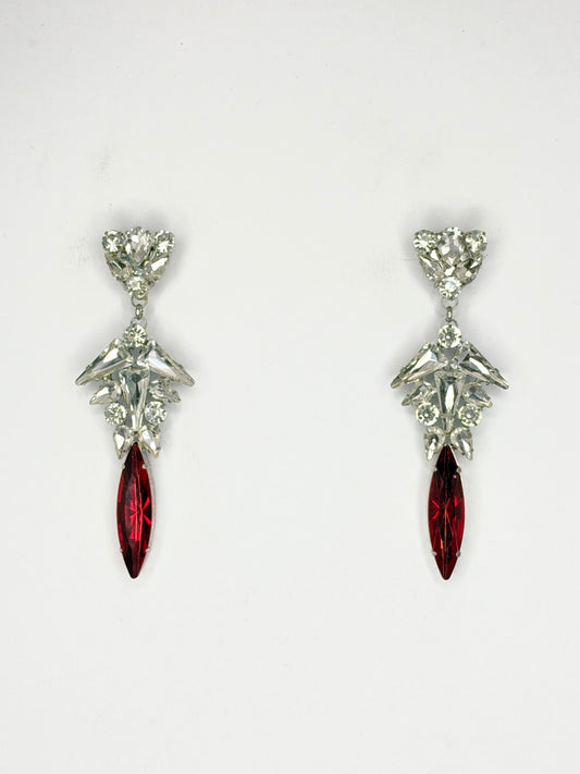 Clear & Red Earrings - Medium Size