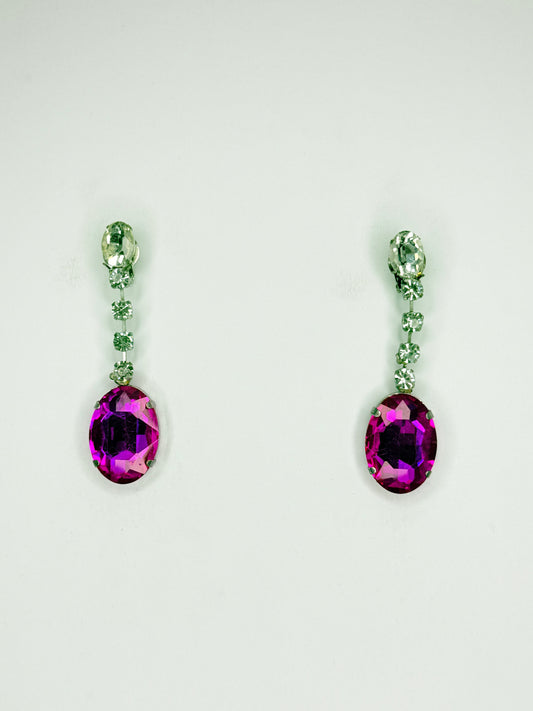 Fuchsia Pink & Clear Earrings - Small Cocktail Size