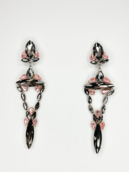 Grey & Light Pink Earrings - Medium Size