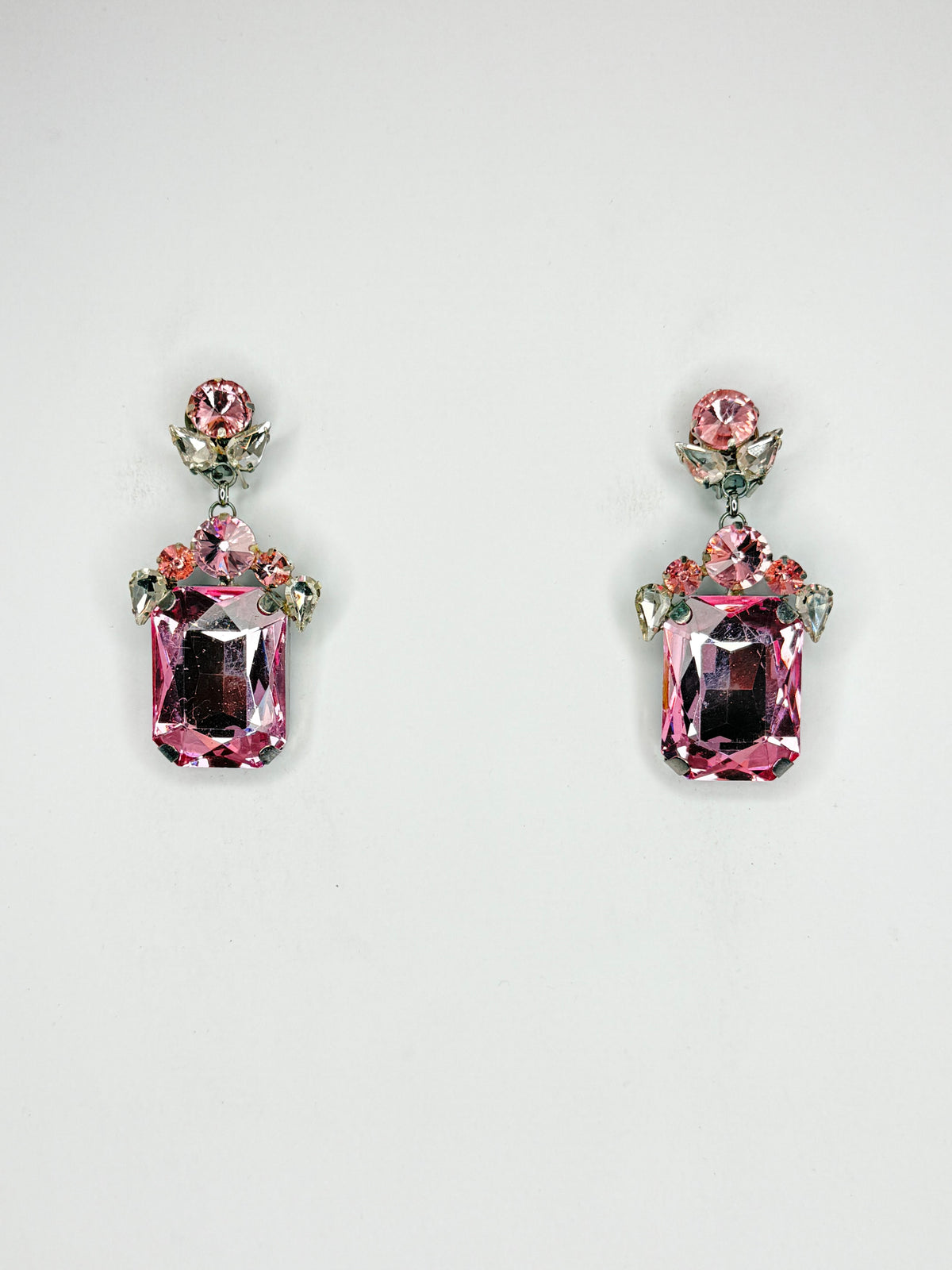 Light Pink & Clear Earrings - Small Cocktail Size