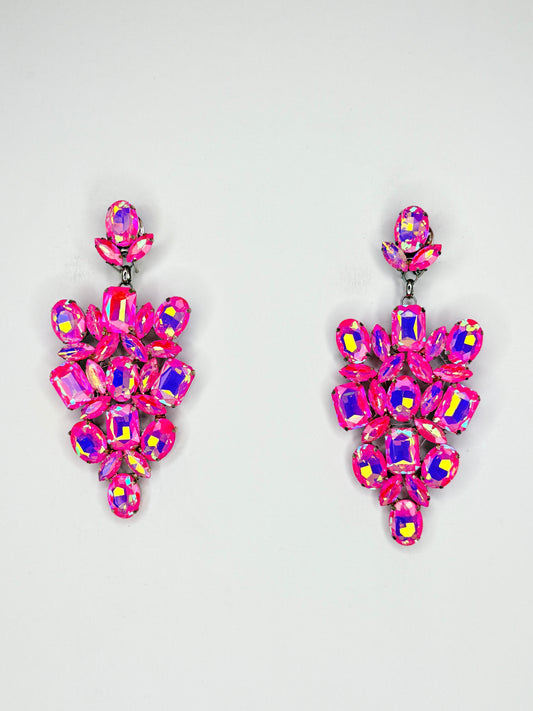 Rose Pink Mocha AB Earrings - Medium Size
