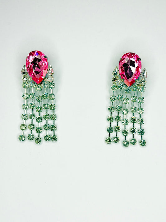 Rose Pink & Clear Earrings - Medium Size