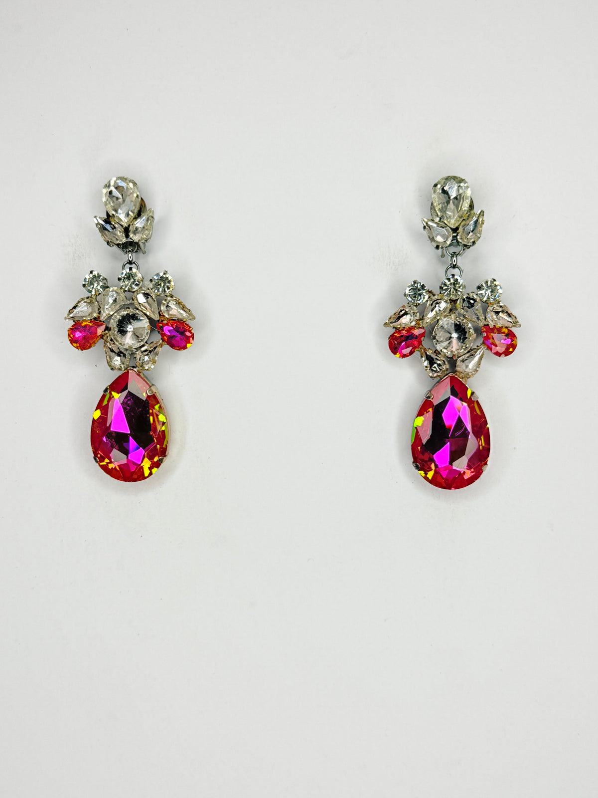 Metallic Rose Pink & Clear Earrings - Medium Size