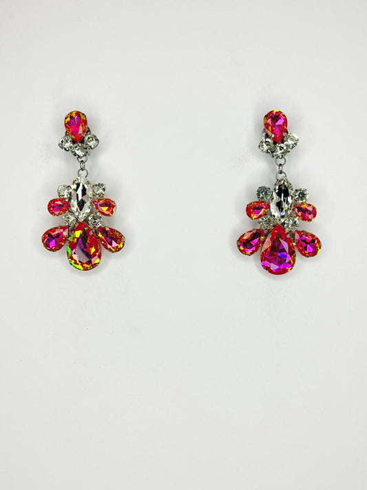 Metallic Rose Pink & Clear Earrings - Medium Size