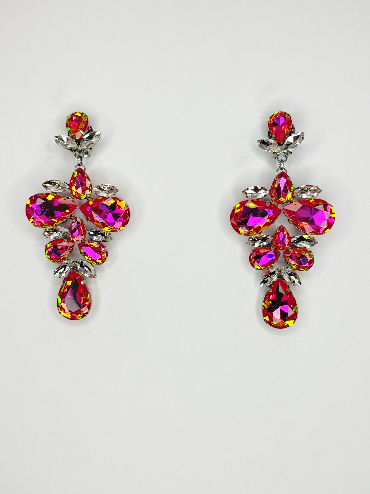 Metallic Rose Pink & Clear Earrings - Medium Size