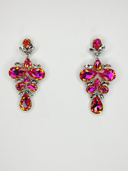 Metallic Rose Pink & Clear Earrings - Medium Size