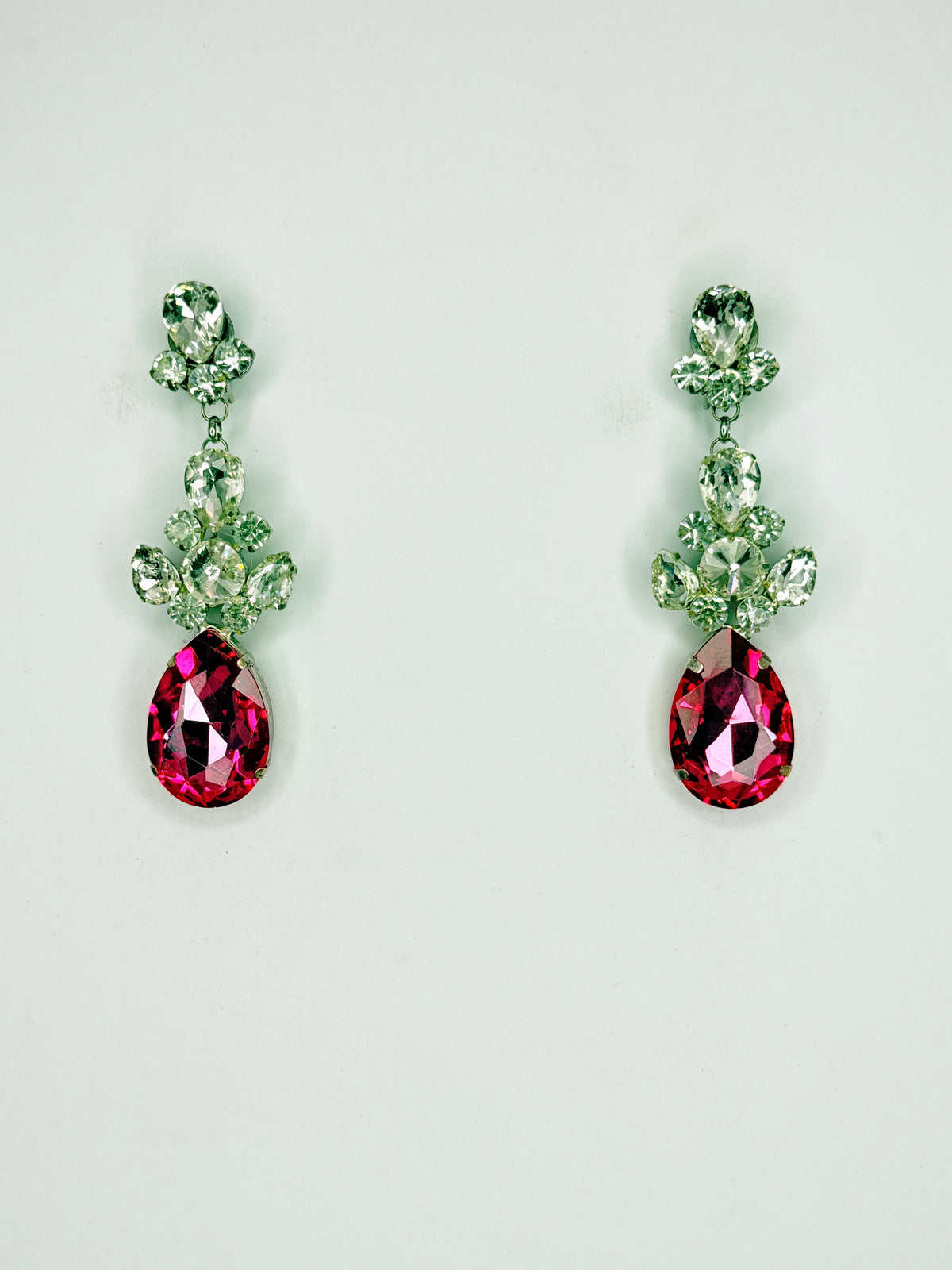 Rose Pink & Clear Earrings - Medium Size