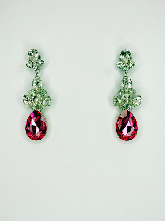 Rose Pink & Clear Earrings - Medium Size