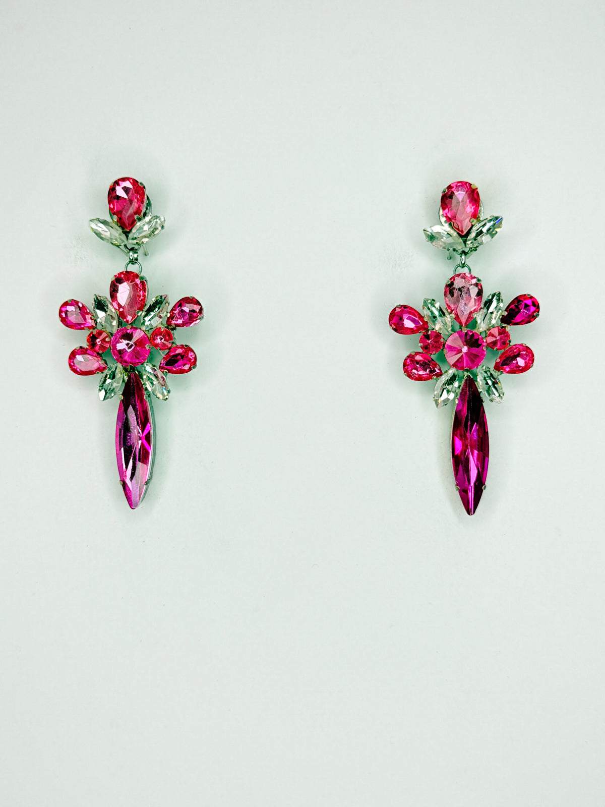 Rose Pink & Clear Earrings - Medium Size