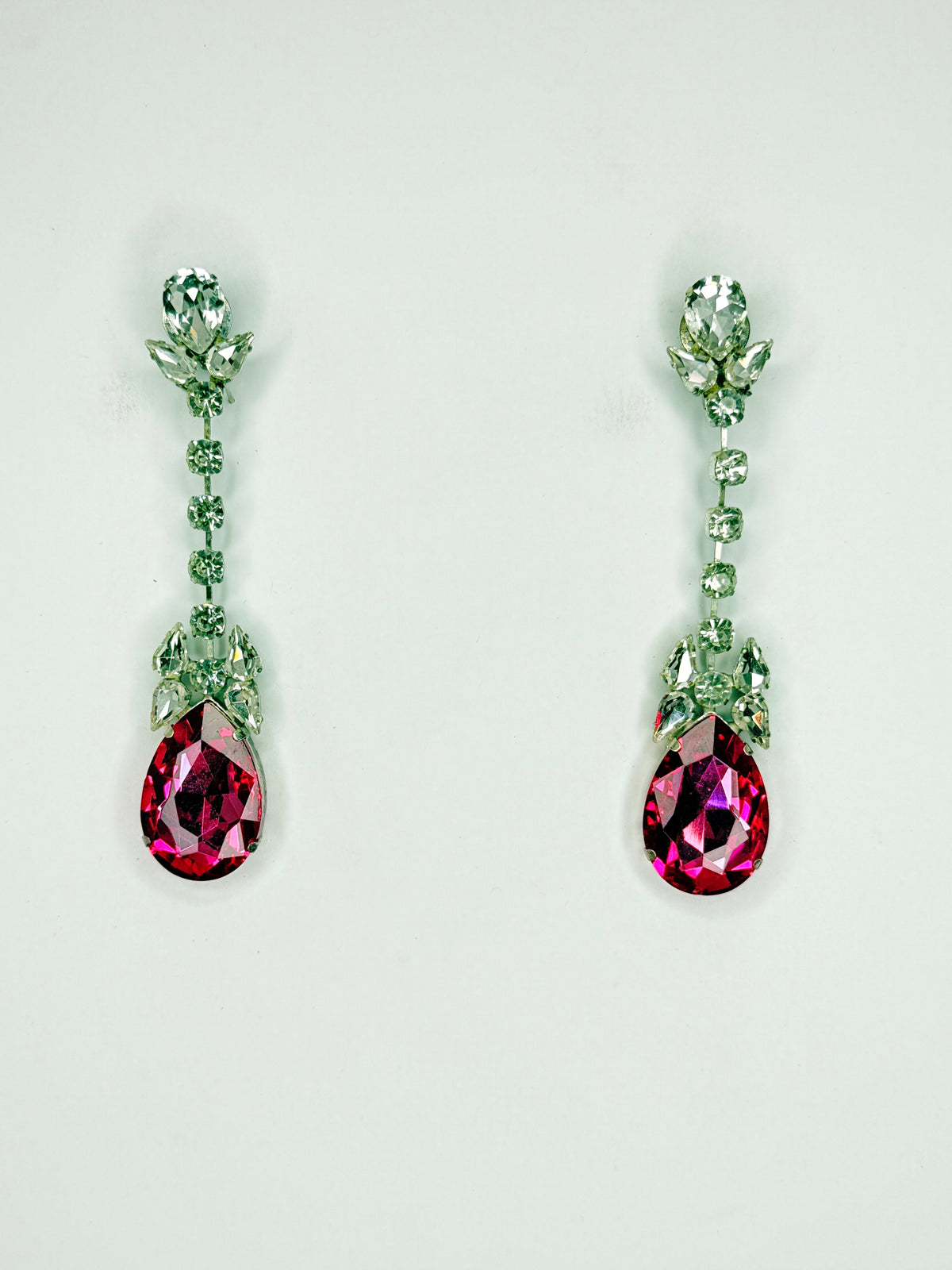 Rose Pink & Clear Earrings - Medium Size