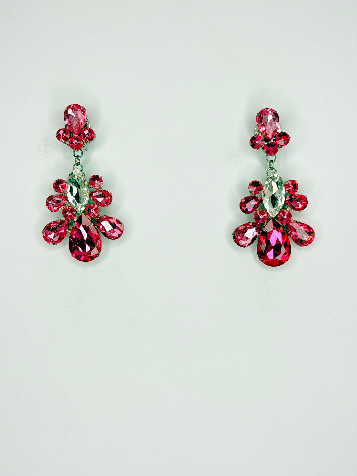 Rose Pink & Clear Earrings - Small Cocktail Size