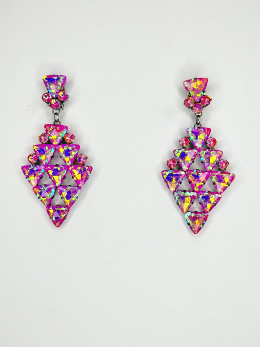 Rose Pink Mocha AB Earrings - Medium Size