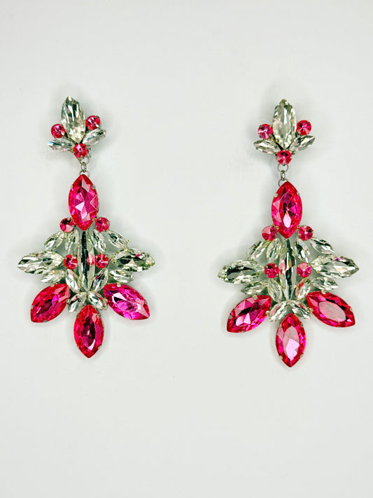 Rose Pink & Clear Earrings - Medium - Large Size