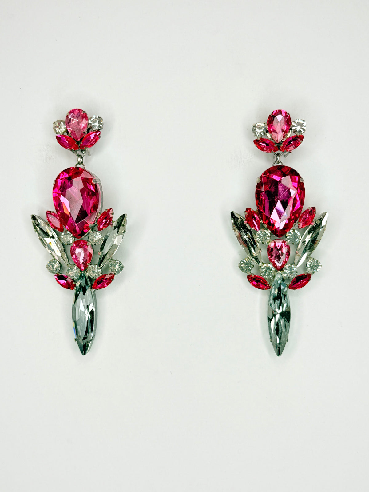 Rose Pink & Clear Earrings - Large Size