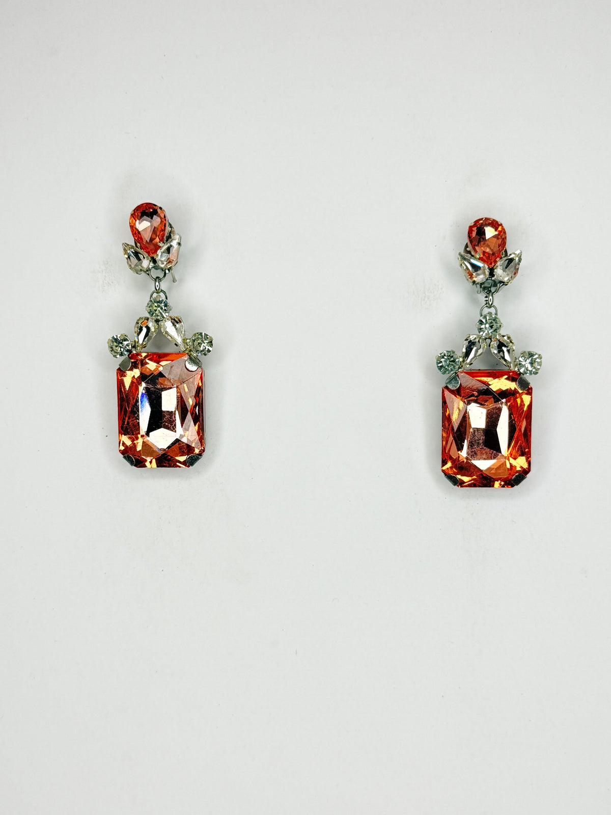 Peach & Clear Earrings - Small Cocktail Size