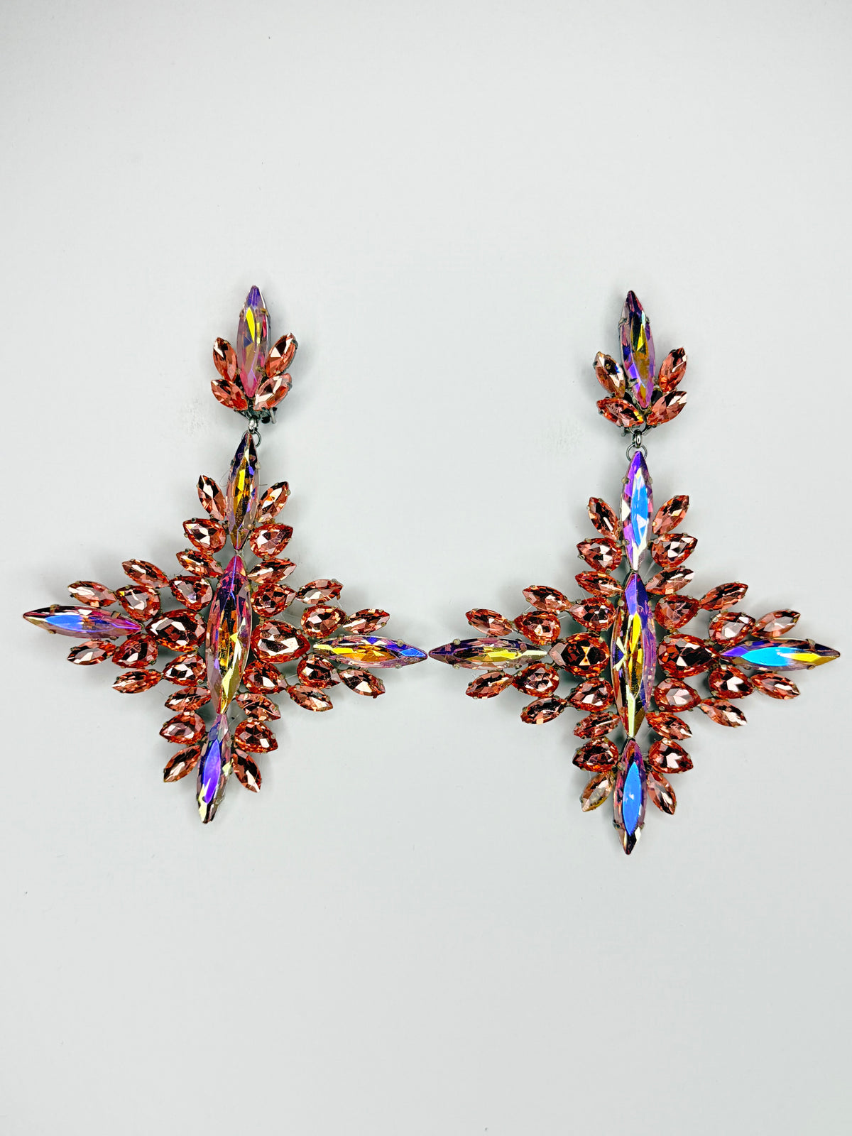 Peach & Pink AB Earrings - Large Size