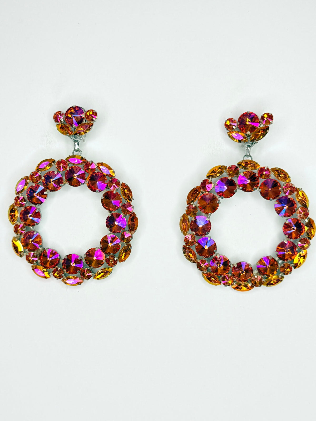 Bronzed Orange Hoop Earrings - Large Size