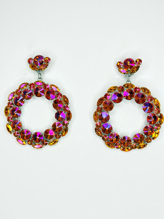 Bronzed Orange Hoop Earrings - Large Size
