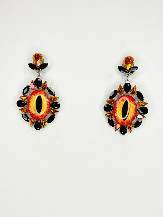Bronzed Orange Eyeball Earrings - Medium Size