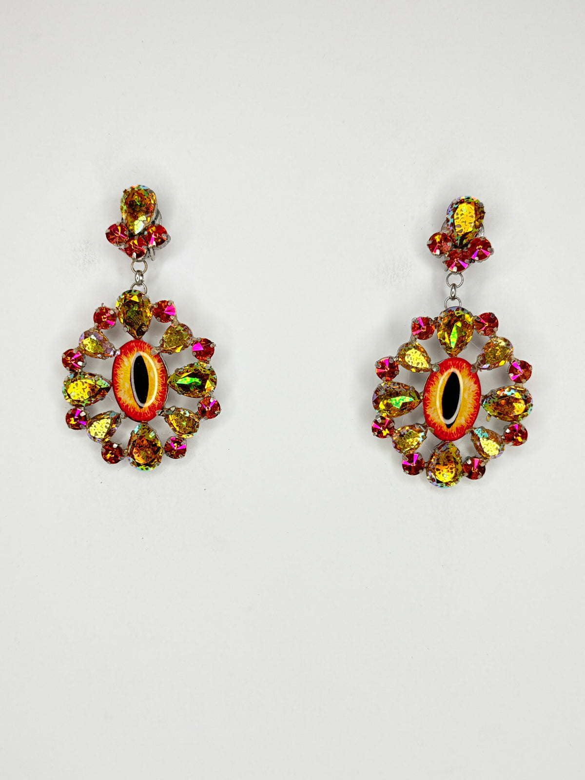 Bronzed Orange & Metallic Gold Eyeball Earrings - Medium Size