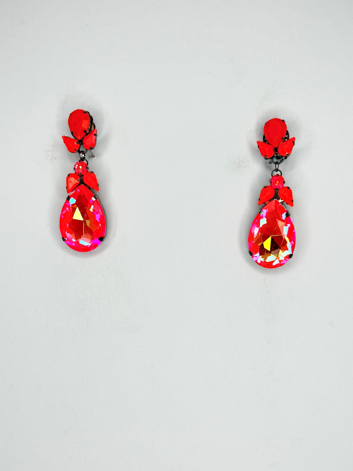 Neon Orange Mocha AB Earrings - Small Cocktail Size