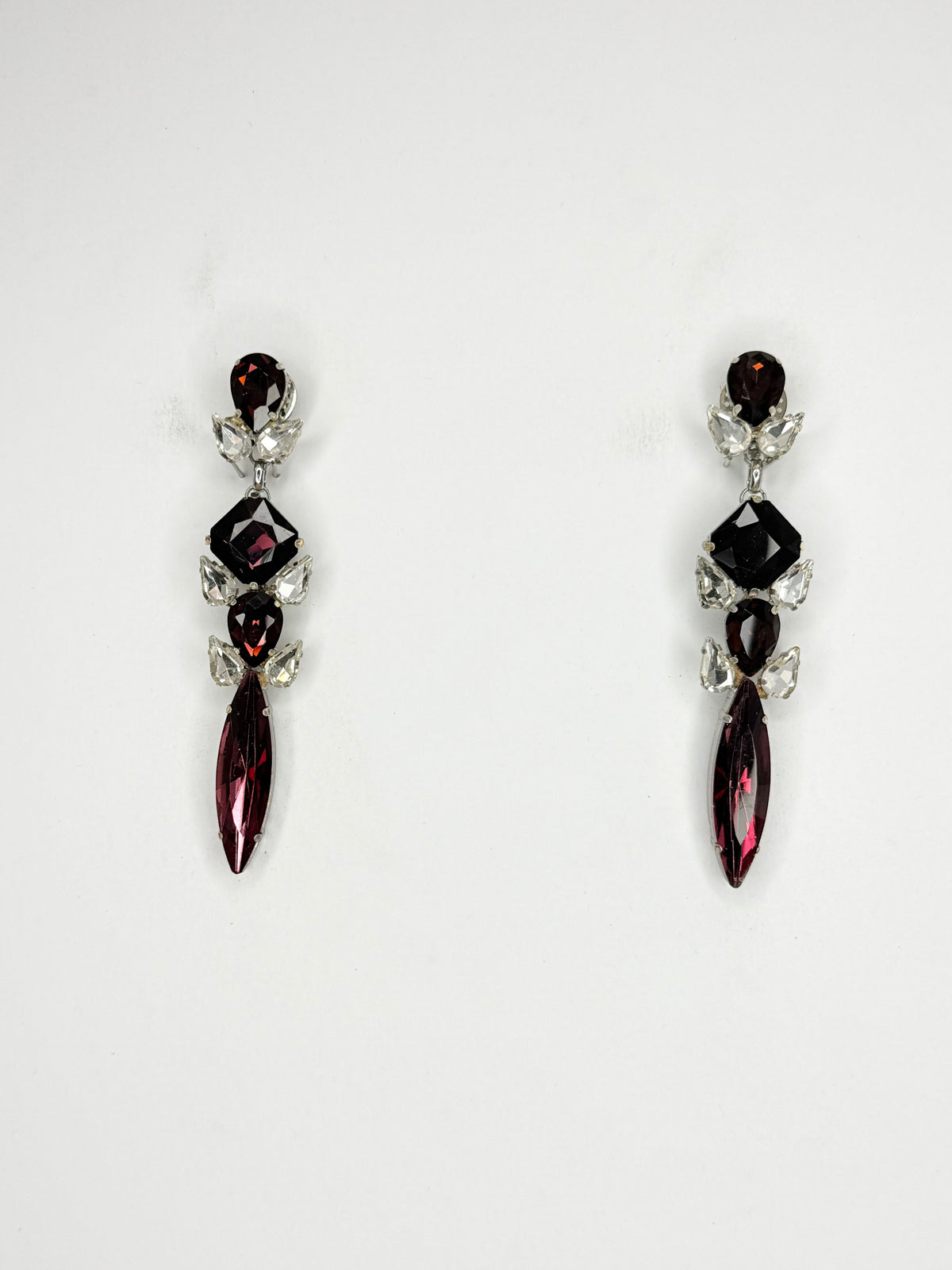 Burgundy & Clear Earrings - Medium Size