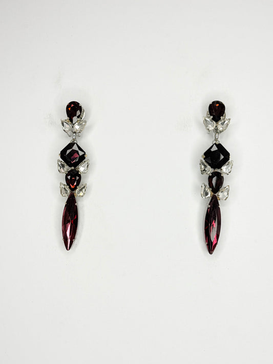 Burgundy & Clear Earrings - Medium Size