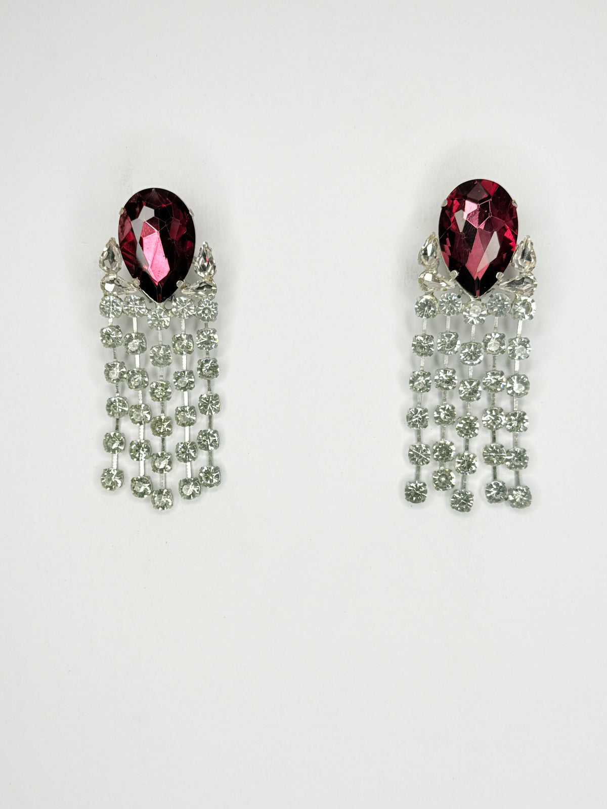 Burgundy & Clear Earrings - Medium - Large Size