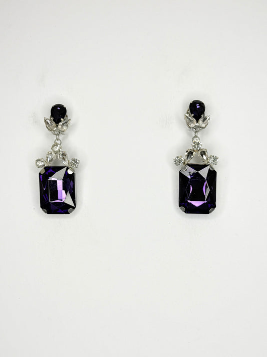 Dark Purple & Clear Earrings - Small Cocktail Size