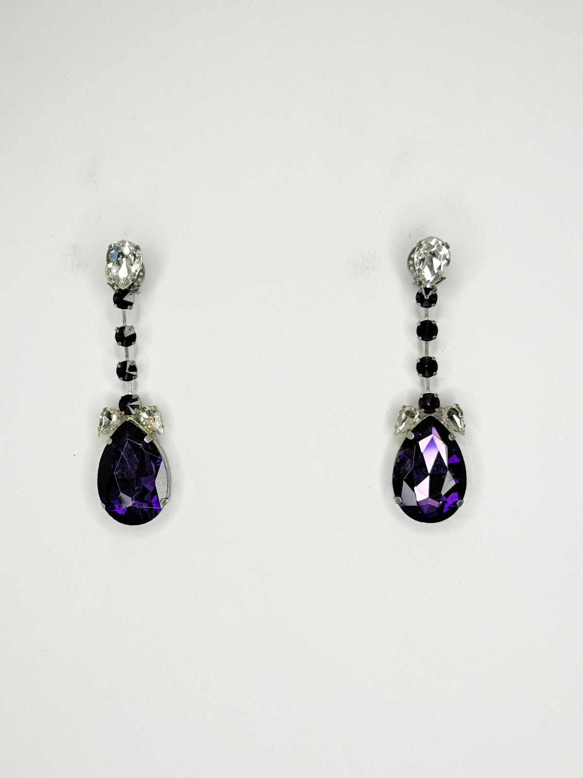Dark Purple & Clear Earrings - Small Cocktail Size