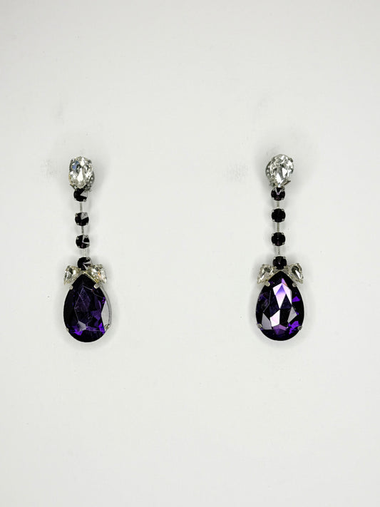 Dark Purple & Clear Earrings - Small Cocktail Size