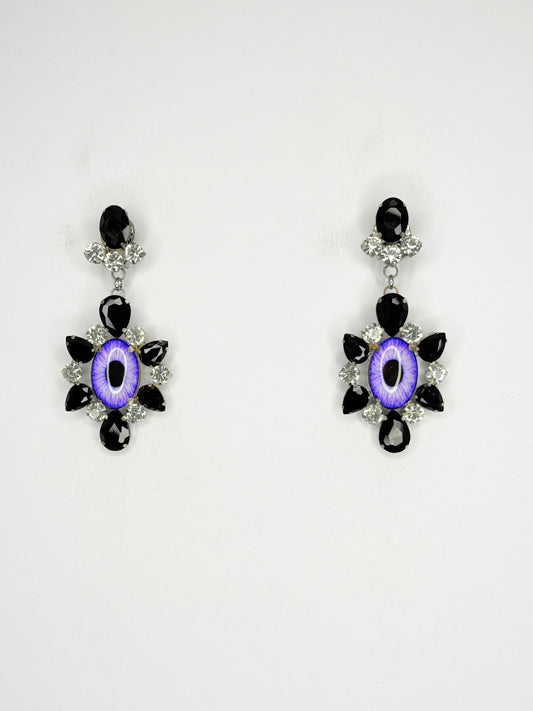 Dark Purple Eyeball Earrings - Medium Size