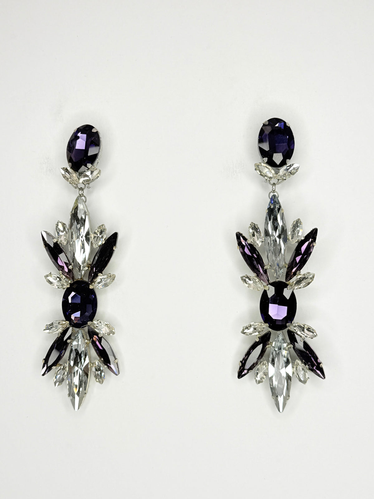 Dark Purple & Clear Earrings - Large Size