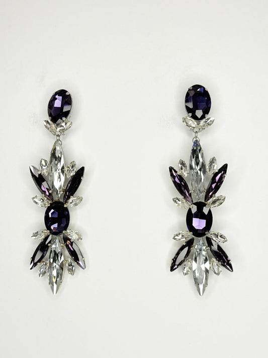 Dark Purple & Clear Earrings - Large Size
