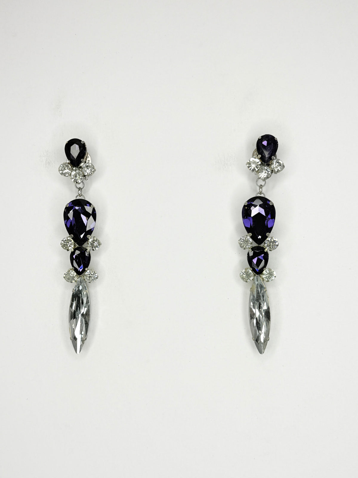 Dark Purple & Clear Earrings - Medium Size