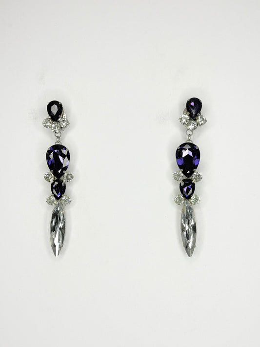Dark Purple & Clear Earrings - Medium Size