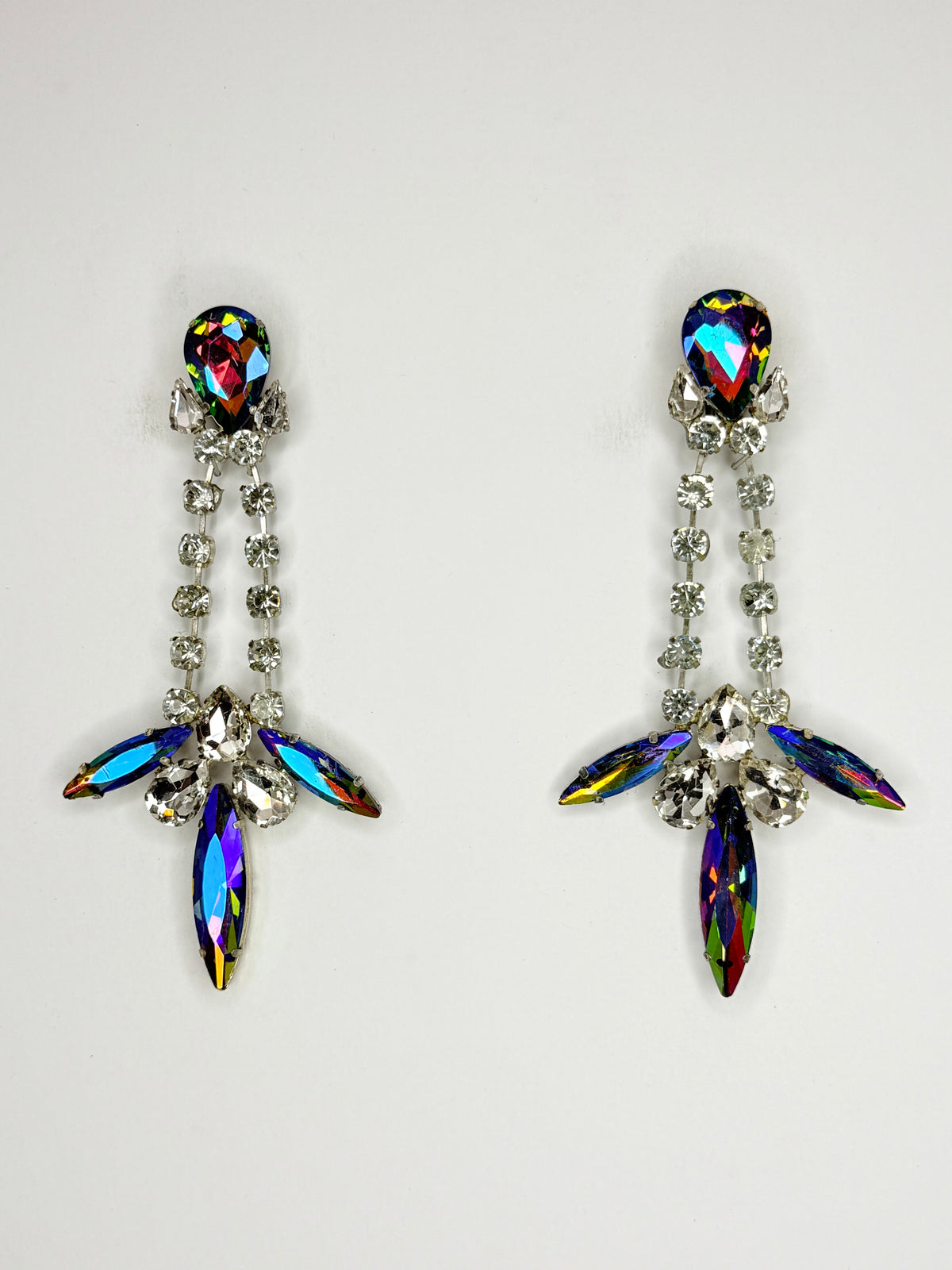 Rainbow AB & Clear Earrings - Medium - Large Size