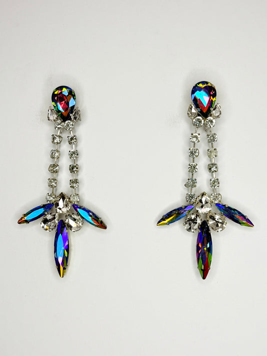 Rainbow AB & Clear Earrings - Medium - Large Size