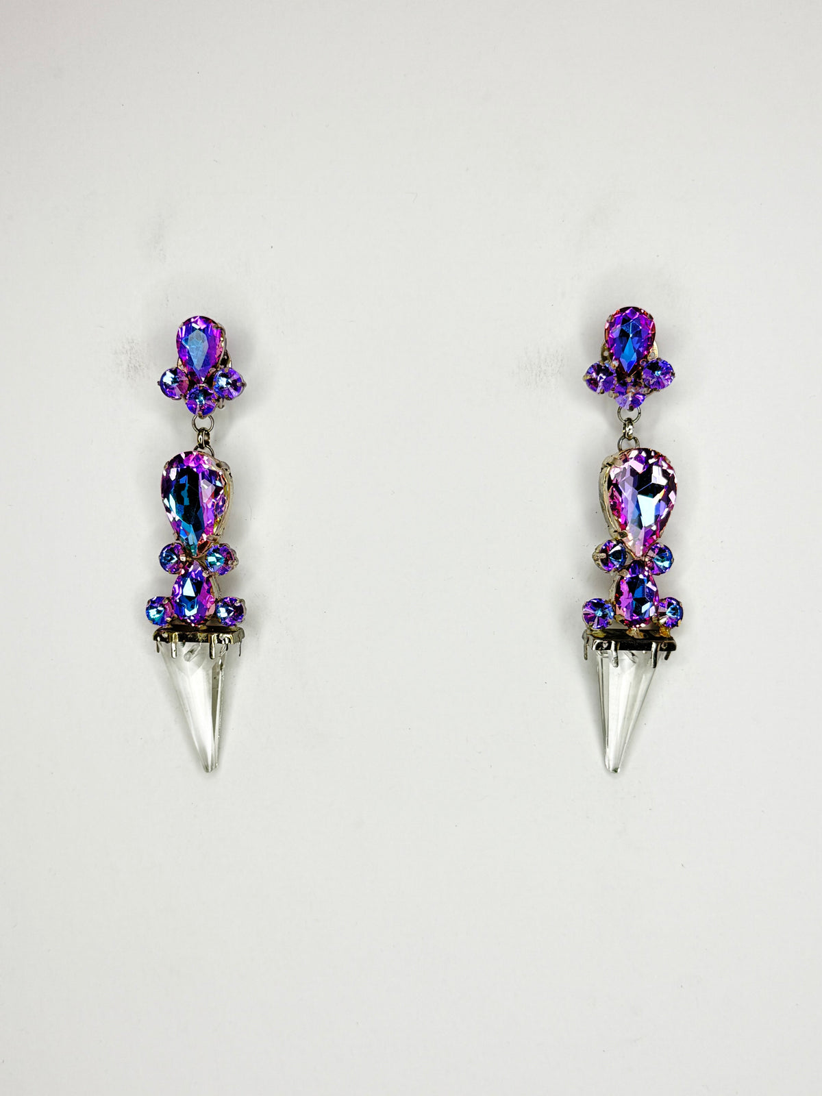 Unicorn & Clear Crystal Spike Earrings - Medium Size