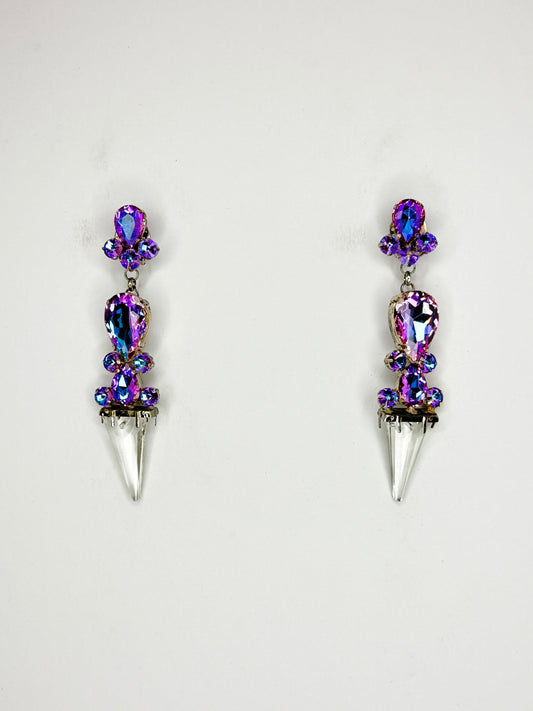 Unicorn & Clear Crystal Spike Earrings - Medium Size