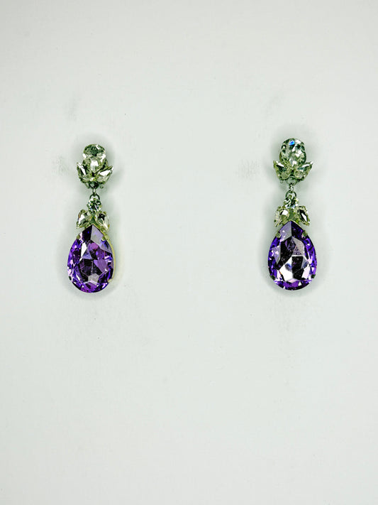 Violet & Clear Earrings - Small Cocktail Size